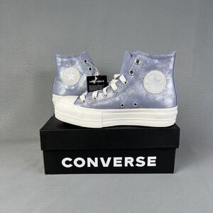 Converse Chuck Taylor All Star Lift Platform Suede Shimmer Lilac 7.5 High Top